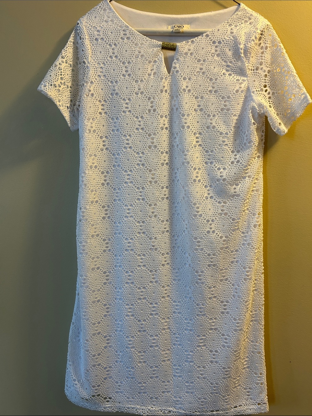 Cato White Eyelet Mini Shift Dress